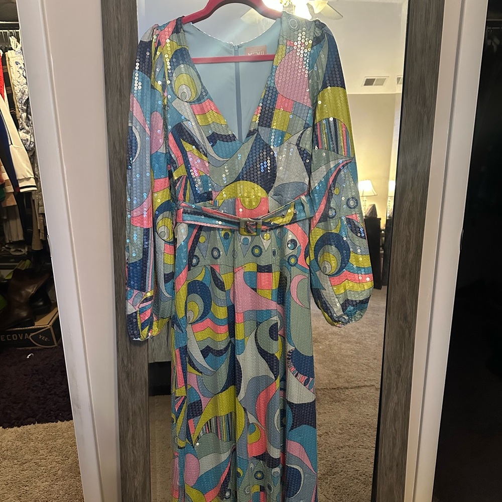 Show Me Your MuMu Colorful Sequin Midi Dress